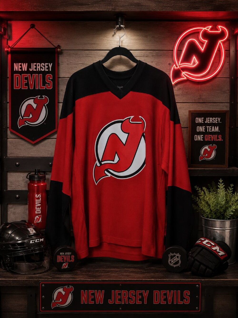 Official NHL New Jersey Devils Jersey Men's Size Medium Red Black